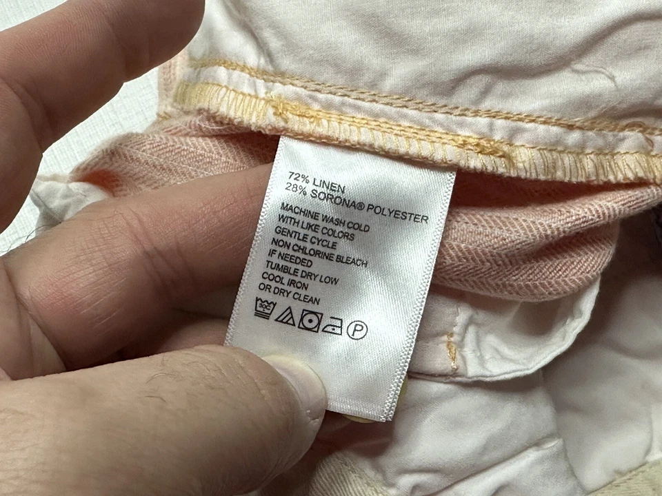 Pantalones Cortos Para Hombre Tommy Bahama Harbor Lino Espiga Medianos Sorbete Melocotón T81870 Foto 4 de 4