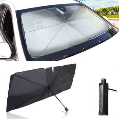 Front Car Sun Shade Steering Wheel Cover, Foldable Car Sun Shade With Anti UV Rays, Car Umbrella For Front Windows, Suitable For Most Cars, SUVs, Trucks, 140 X 78 Cm - View #6
