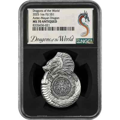 Aztec Mayan Dragon DRAGONS OF THE WORLD 2025 $1 1oz Silver Coin