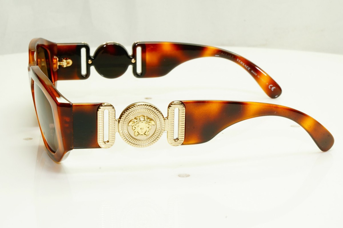 Versace Gold Medusa Brown Rectangle Mens Womens Sunglasses MOD  
