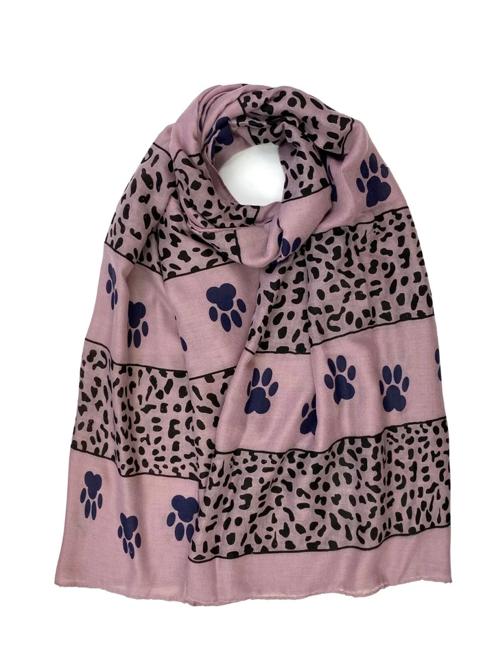 C&L Paw and Leopard Print Scarf Large Fashion Pashimina Hijab Shawl Wrap