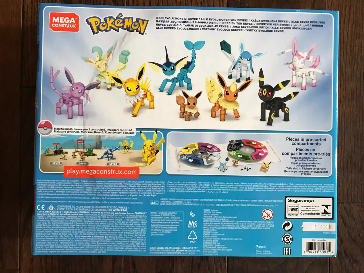 MEGA Pokemon Building Toy Kit Eevee Evolution Set (470 Pieces) with 9  Figures for Kids 