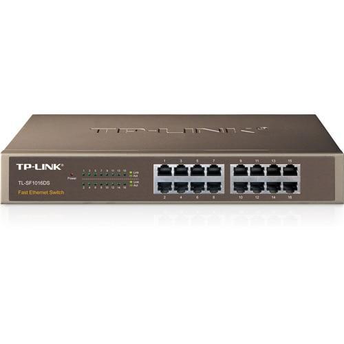 TP-LINK TL-SF1016DS, 16-Fast Ethernet Switch, Unmanaged, RJ45 Base-T, Brown - Picture 1 of 2