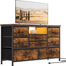 Jojoka 8 Dresser TV Stand with Power Outlet & LED for 55'' TV, Long Dresser