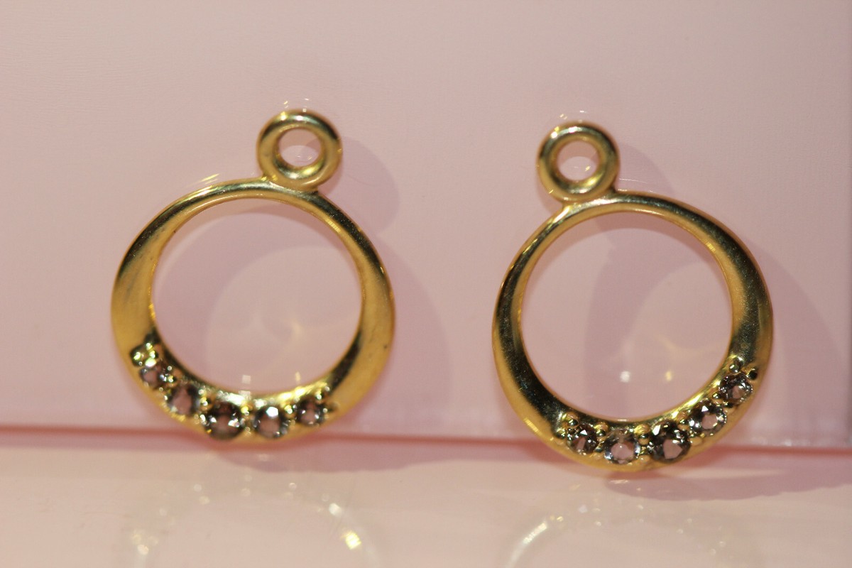 New PANDORA14k gold Smoked Quartz EARRINGS Compose 290445SSQ