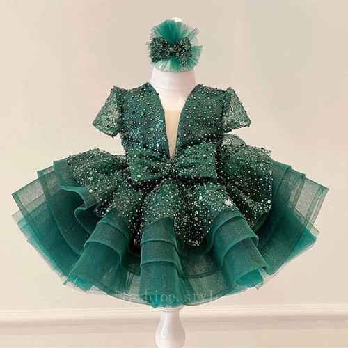 Summer Girls Princess Dress Shiny Sequin Baby Birthday Party Sweet Tutu Dress - Picture 2 of 34