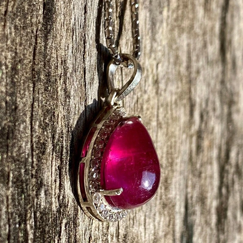 Natural ruby pendant best sale necklace