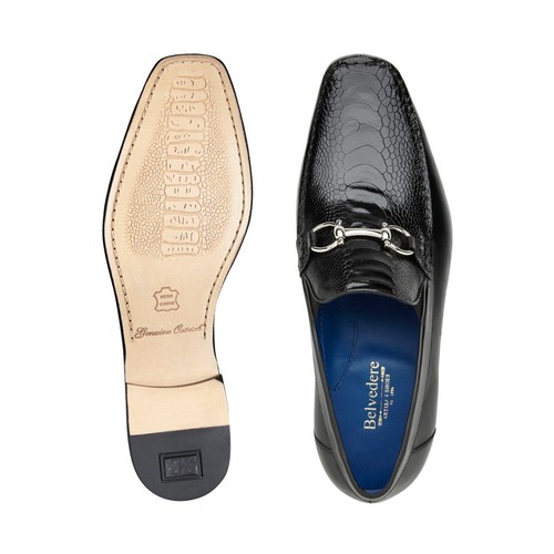 NUEVO Zapatos de vestir exóticos para hombre Belvedere sin cordones pierna de avestruz genuina Bruno negro EE. UU. - Imagen 4 de 5