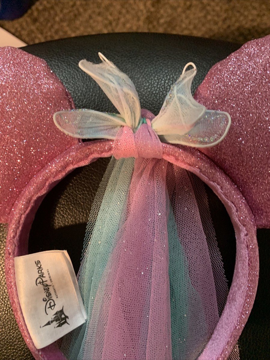 Disney Parks MINNIE MOUSE Ears Glitter Headband Veil Pink  display picture 3