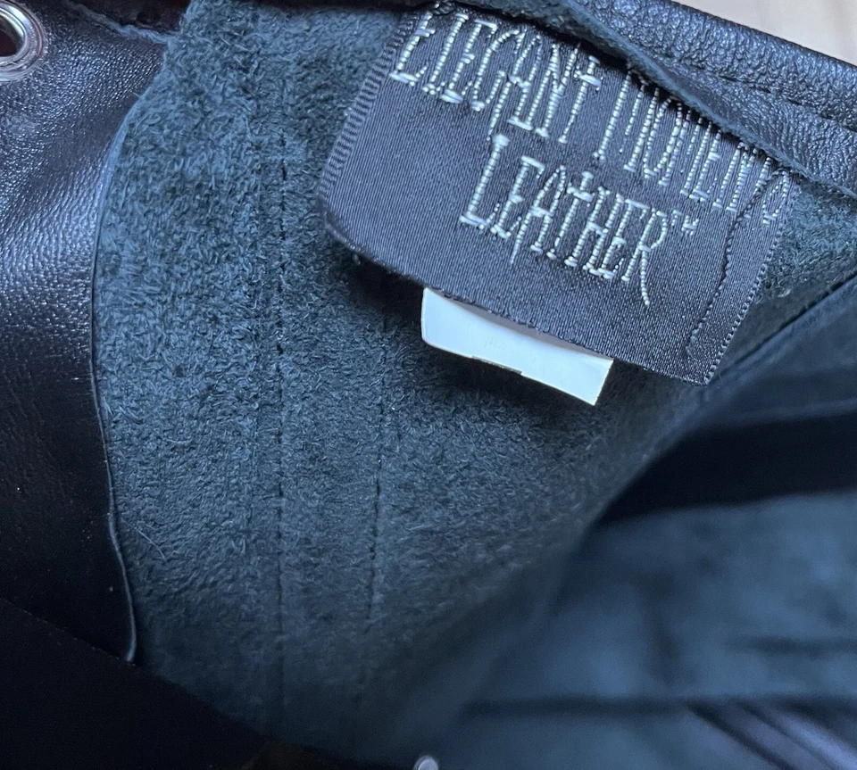 Vintage ‘Elegant Moments Leather’ Black Leather Corset Black Ribbon Size 38 (XL) - Image 3 of 4