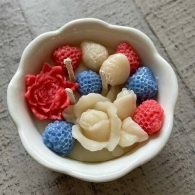 Beeswax Novelty Container Candle - Hazelnut Cream Scent - Patriotic Colors 6 oz.