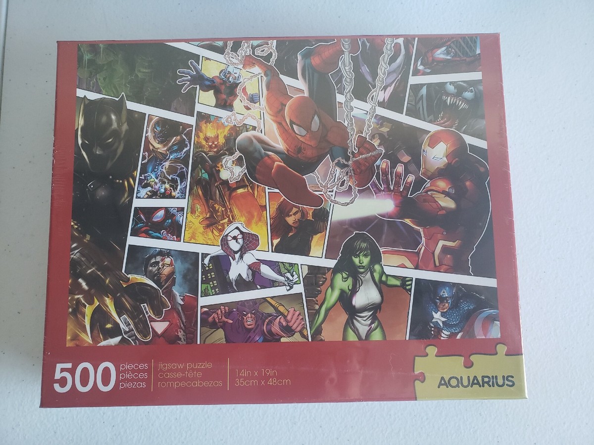 Aquarius Puzzle Marvel Heroes Villains Collage 500 piece jigsaw