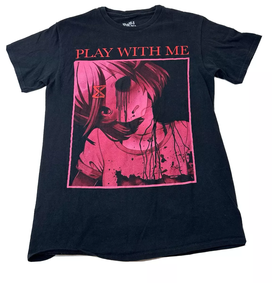 Doki Doki Literature Club Natsuki Play With Me Adult SMALL S Black T  Shirt