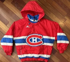 Vintage Montreal Canadians NHL Apex One 1/4 Zip Pullover Jacket Mens Size MEDIUM