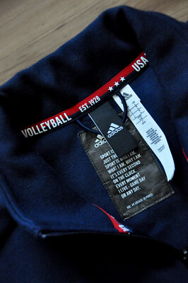 USA Olympics Volleyball Adidas Jacket Warm Up Est 1928 Navy Blue