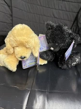 Russ Berrie Shining Stars Yellow Lab  & Black Cat- Lot Of 2