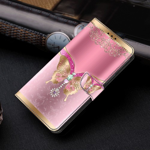 Luxury Butterfly Card Wallet Bag Case Flip Stand Cover Purse For Various Phone - Picture 5 of 11