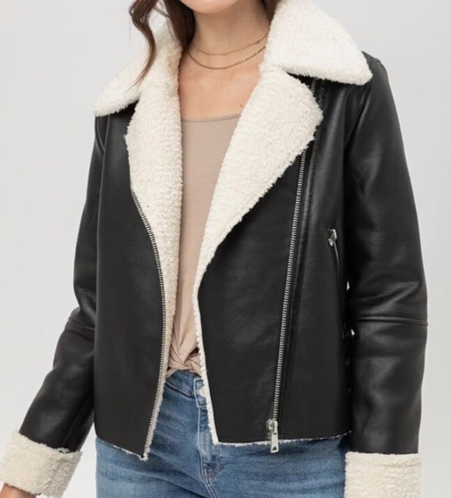 Blank NYC Women Faux Fur Coat Jacket Sherpa Black Size Medium | eBay