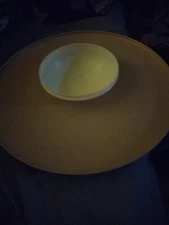 Tupperware Vintage Chip, Dip, and Serve Tan Tray and Bowl 