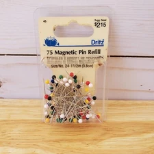 Dritz 75 Magnetic Pin Refill Plastic Head & Nickel Plated Steel Size 24-1/2 In