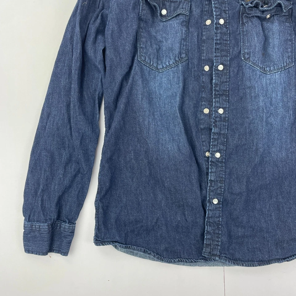 Camisa Denim BENCH Grande Azul Para Hombre Manga Larga 100% Algodón Perla A Presión Foto 2 de 4