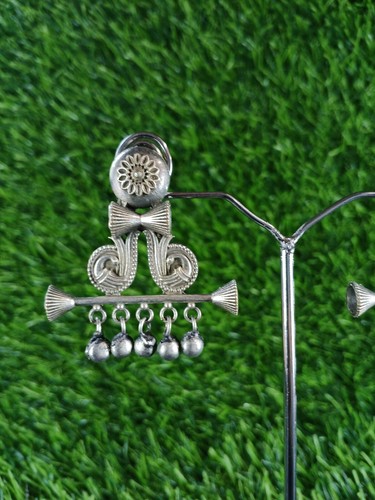 Alemán Plata Oxidado Diseño Floral Con Ghungroo Pendientes para Mujer Y de Chica - Imagen 7 de 10