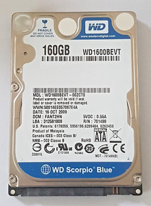 160 GB SATA Western Digital WD1600BEVT-00ZCT0 5400rpm 8MB HDD 2.5" Festplatte
