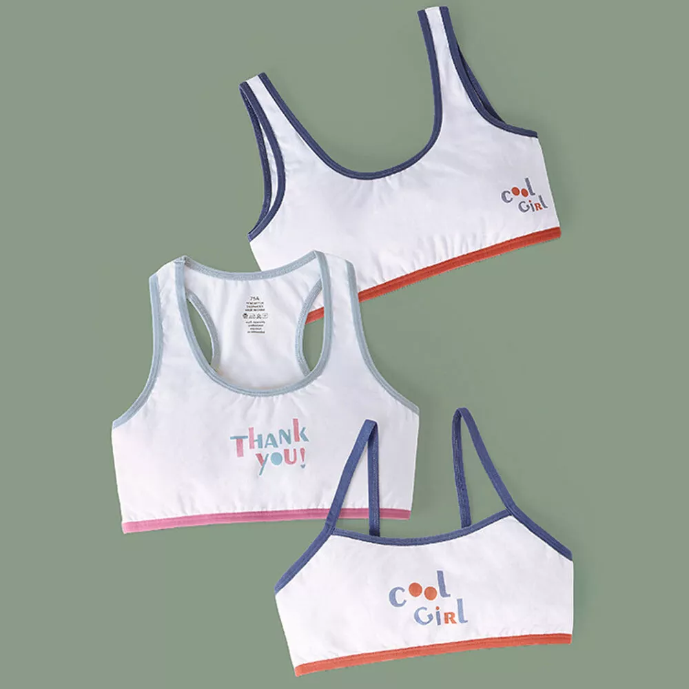 Little Girls' Cotton Training Bras 2 PACK Sports Racerback Bras 8-10 10-12  12-14