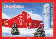Red Barn and Silo on Farm - Box of 18 Christmas Cards by Designer Greetings