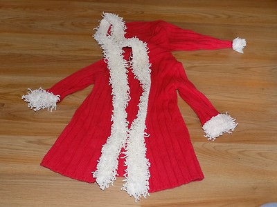 Size 24 Months Nick Nack Patty Wack Red Ivory Trim Hooded Sweater Jacket Coat 
