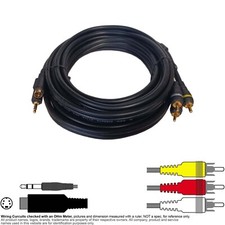 Cable S Video TV Mini Din MD 4 Pin 3.5mm Stereo RCA AV Composite 15FT 20963-15