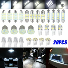 28Pcs White Car Interior LED Light Accessories For Dome Map License Plate Bulbs