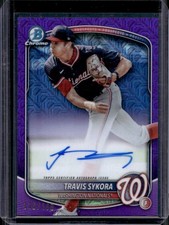 2025 Bowman Chrome Mega Box Travis Sykora Auto Purple Refractor #/199