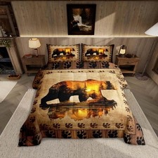 Feelyou Bear Comforter Set Full Size Farmhouse Wild Animal Comforter Retro