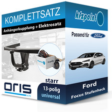 Für Ford Focus Stufenheck 11.2018- ORIS Anhängerkupplung starr + 13polig E-Satz