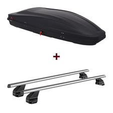 Dachbox G3 Spark 480 + Dachträger Menabo Omega Alu für Audi A3 Fliessheck Typ 8L