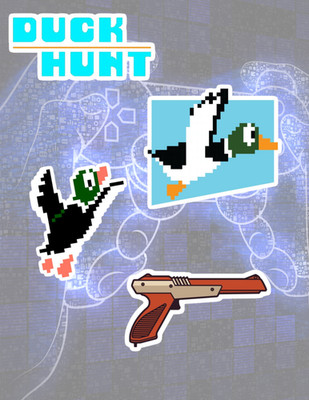 Duck Hunt Retro Video Games 4pc Sticker Pack