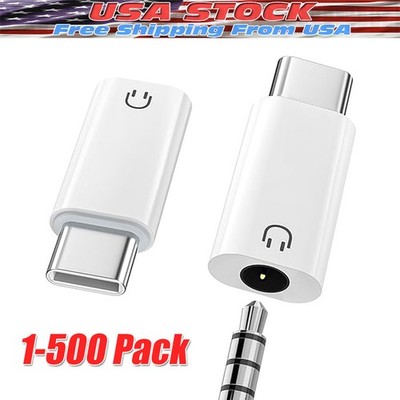 USB-C Type C Adapter Port to 3.5MM Aux Audio Jack Earphone Headphone Car Lot