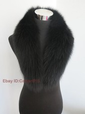 Real Fox Fur Collar/neck Wrap/ Unisex Jacket Black Collar/scarf 80 15 Cm Cover