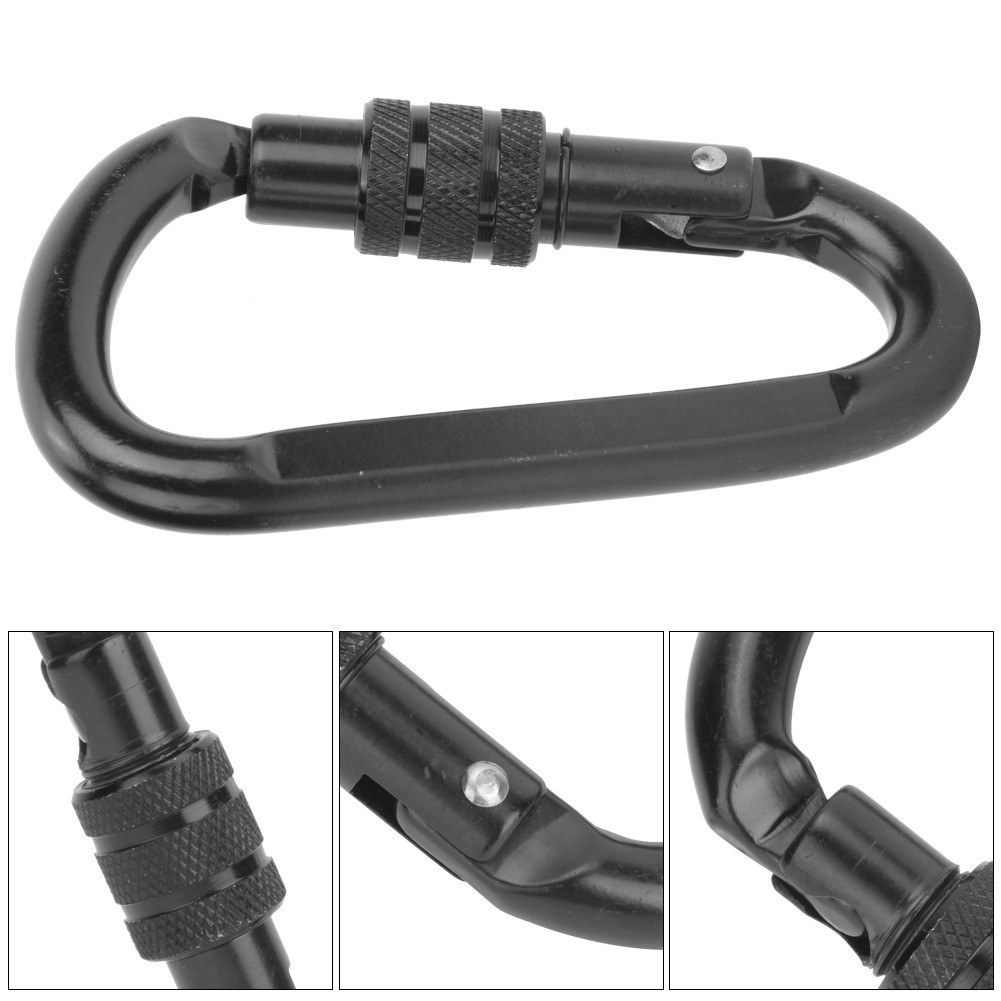 30KN Carbon Steel D Type Mountaineering Carabiner Rock Climbing Main Lock For Cl