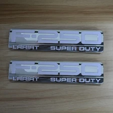 2X Set For 05-11 F250 Lariat Super-Duty Emblem Name Plate Side Badges White