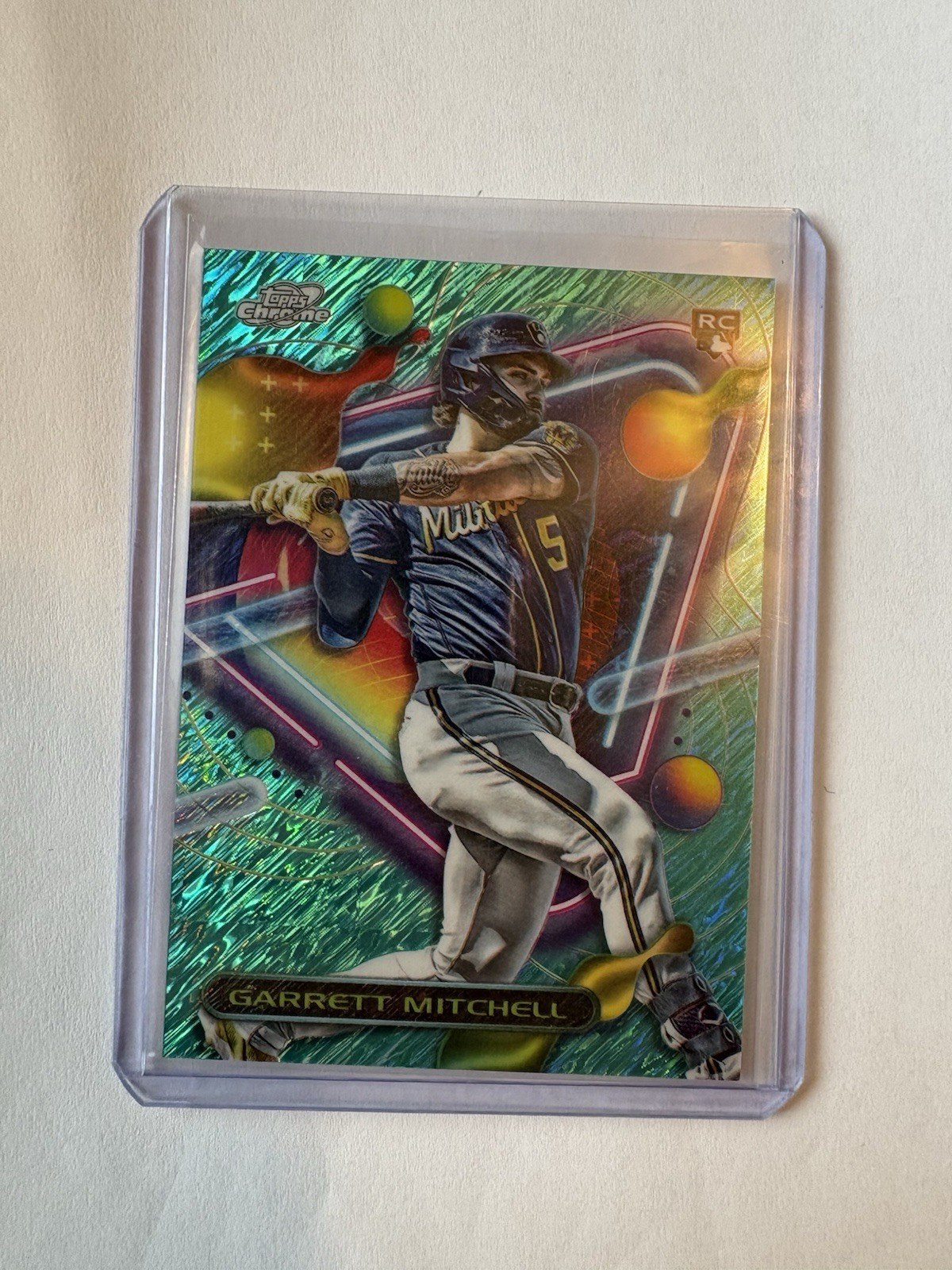 Garrett Mitchell Topps 2023 Cosmic Chrome Aqua Equinox RC #154 /199 Brewers