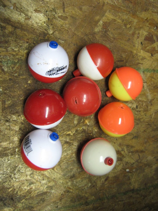 Reclaimed 2" Plastic Round Fishing Bobbers 8 Each