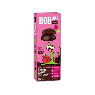 Bob snail przekąska choco jabłko  malina w ciemnej czekoladzie belgijskiej bez d