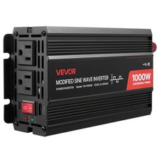 1000W Aluminum Inverter: 12V DC to 120V AC, USB/Type-C, Dual AC, LED Display