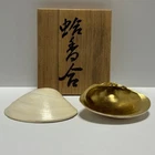 Rare Japanese Tea ceremony Incense Container Kogo Clam Gold leaf w/box Chanoyu