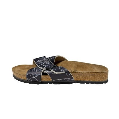 Birki’s by Birkenstock Sandals Mens 10 Navy Blue Print Cross Strap Comfort Cork Birki main image 2