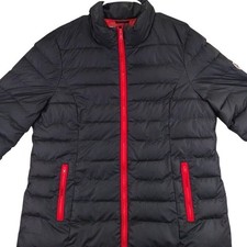 Tommy Hilfiger Women's Black Puffer Jacket Red Zipper Pockets Size XL