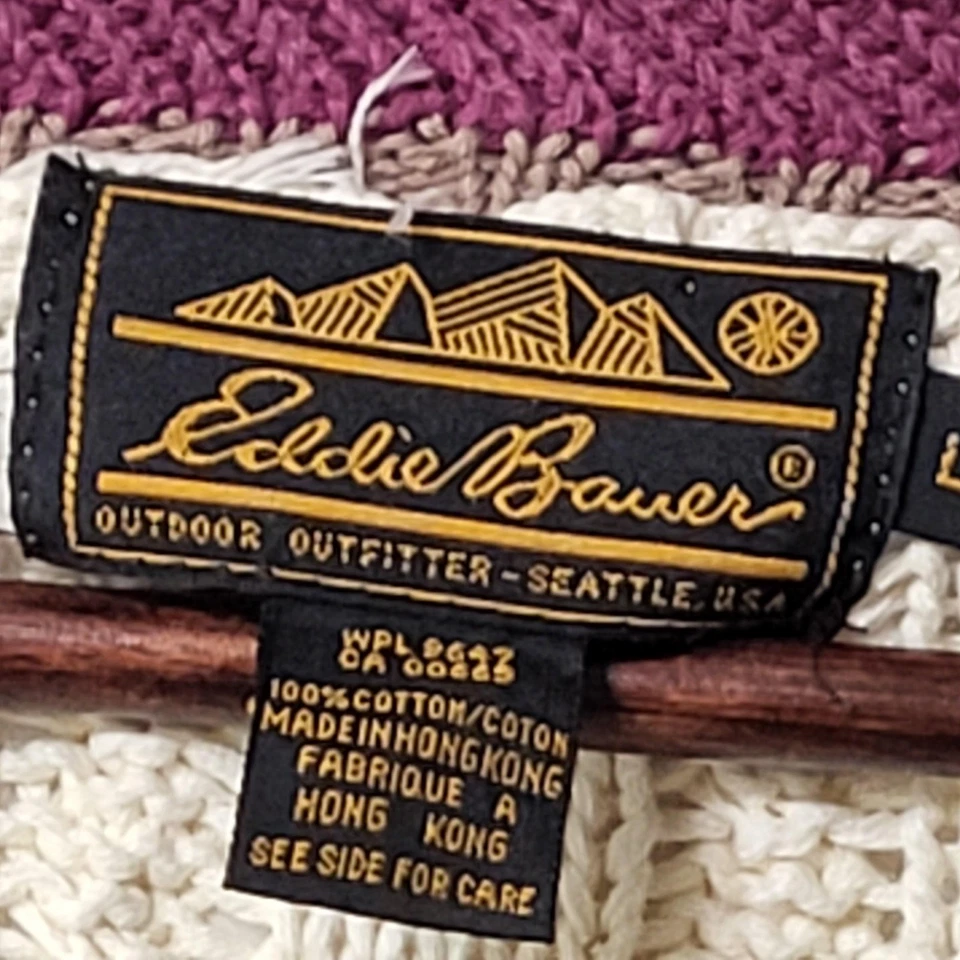 Vintage Eddie Bauer Sweater Mens Large Cable Knit V Neck Tennis Pullover 90s - Image 4 of 4