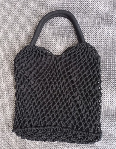 Makramee Boho Tasche mit Innenbeutel Tragetasche geknüpft Netztasche Schwarz - Bild 2 von 3